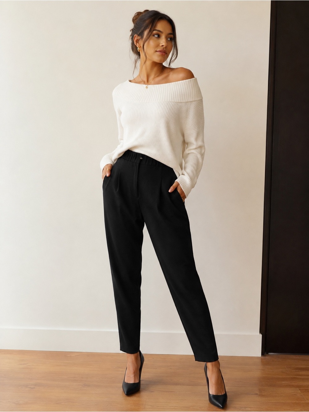 Babaton Black High-Rise Tapered Trousers